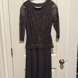 Nordstrom Gray Embellished Midi Dress